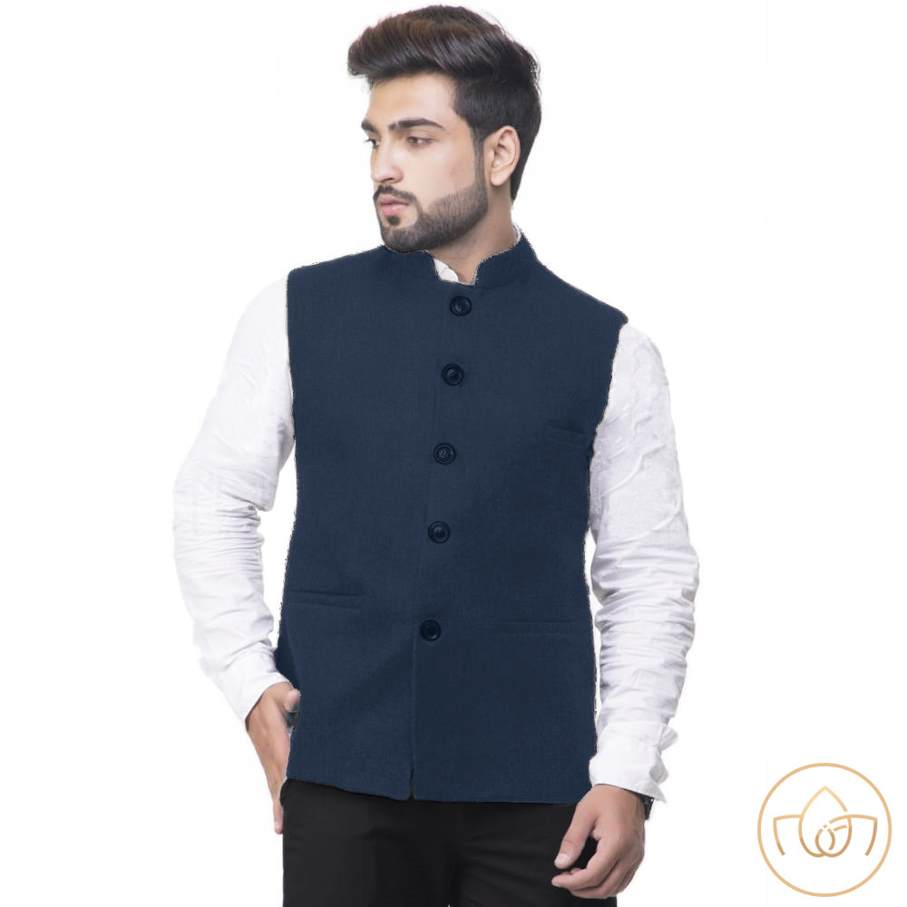 All Season Wear Nehru Jacket - Dark Navy Blue