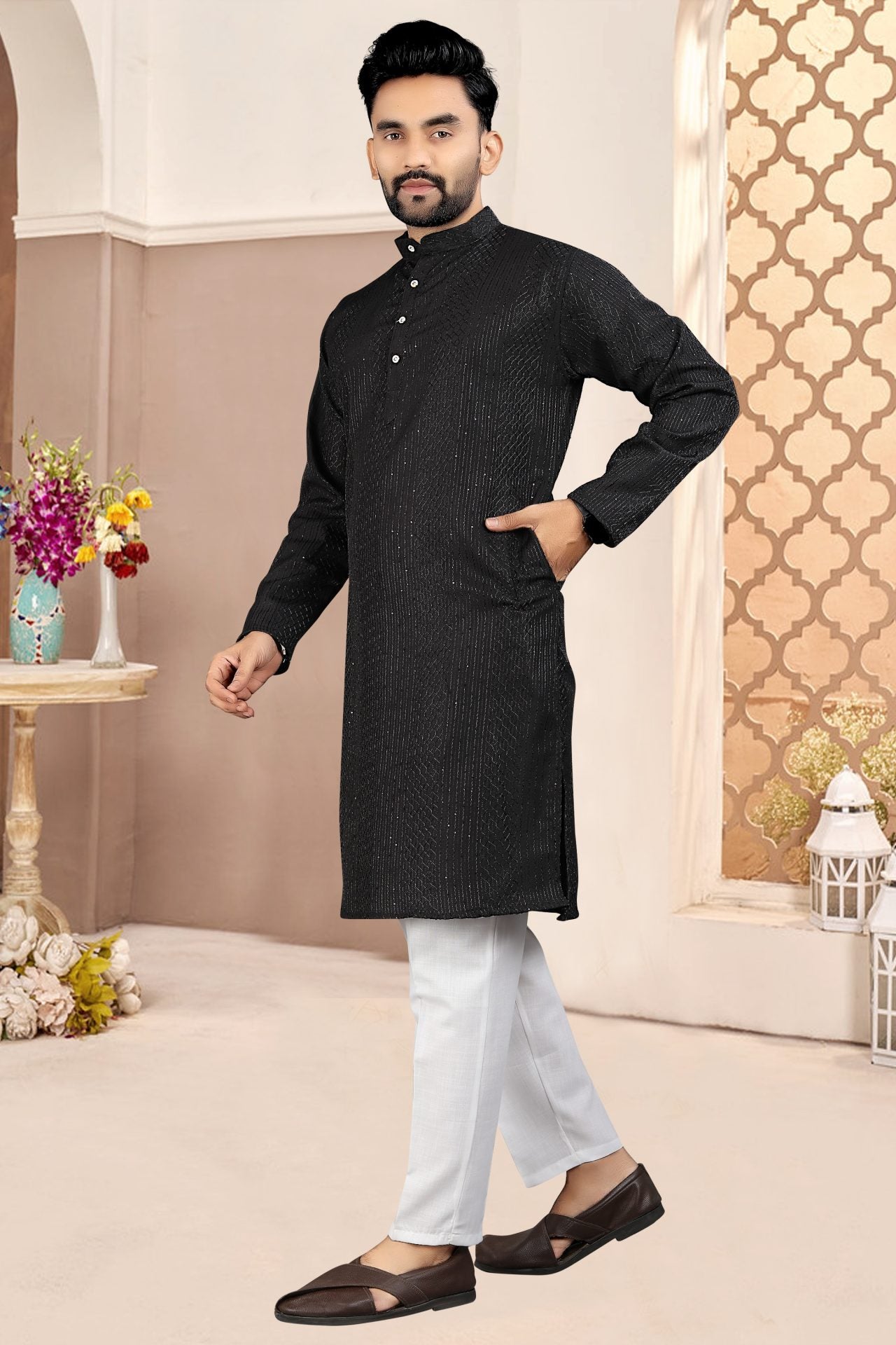 Ethnic Black Kurta Pajama Men