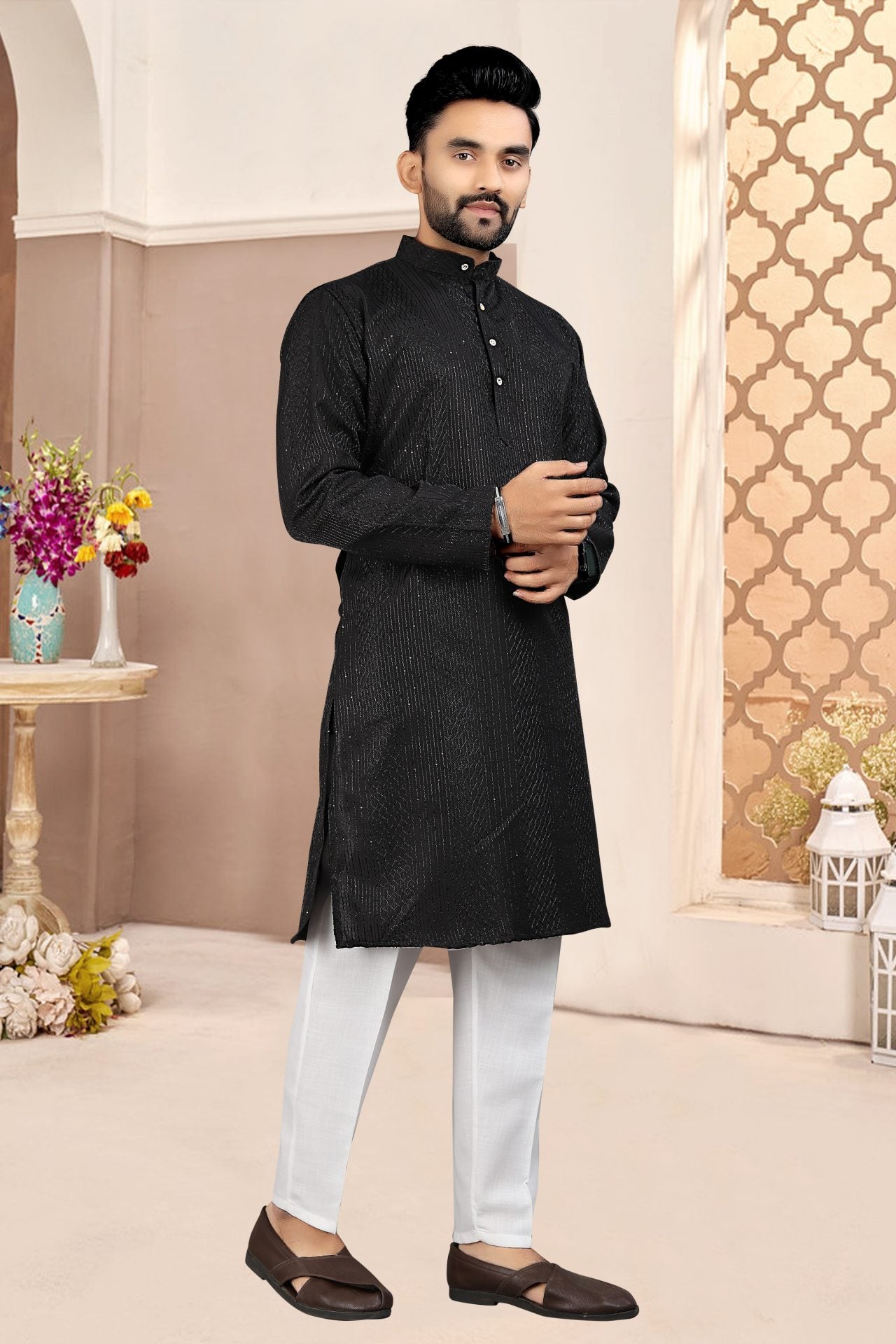 Ethnic Black Kurta Pajama Men