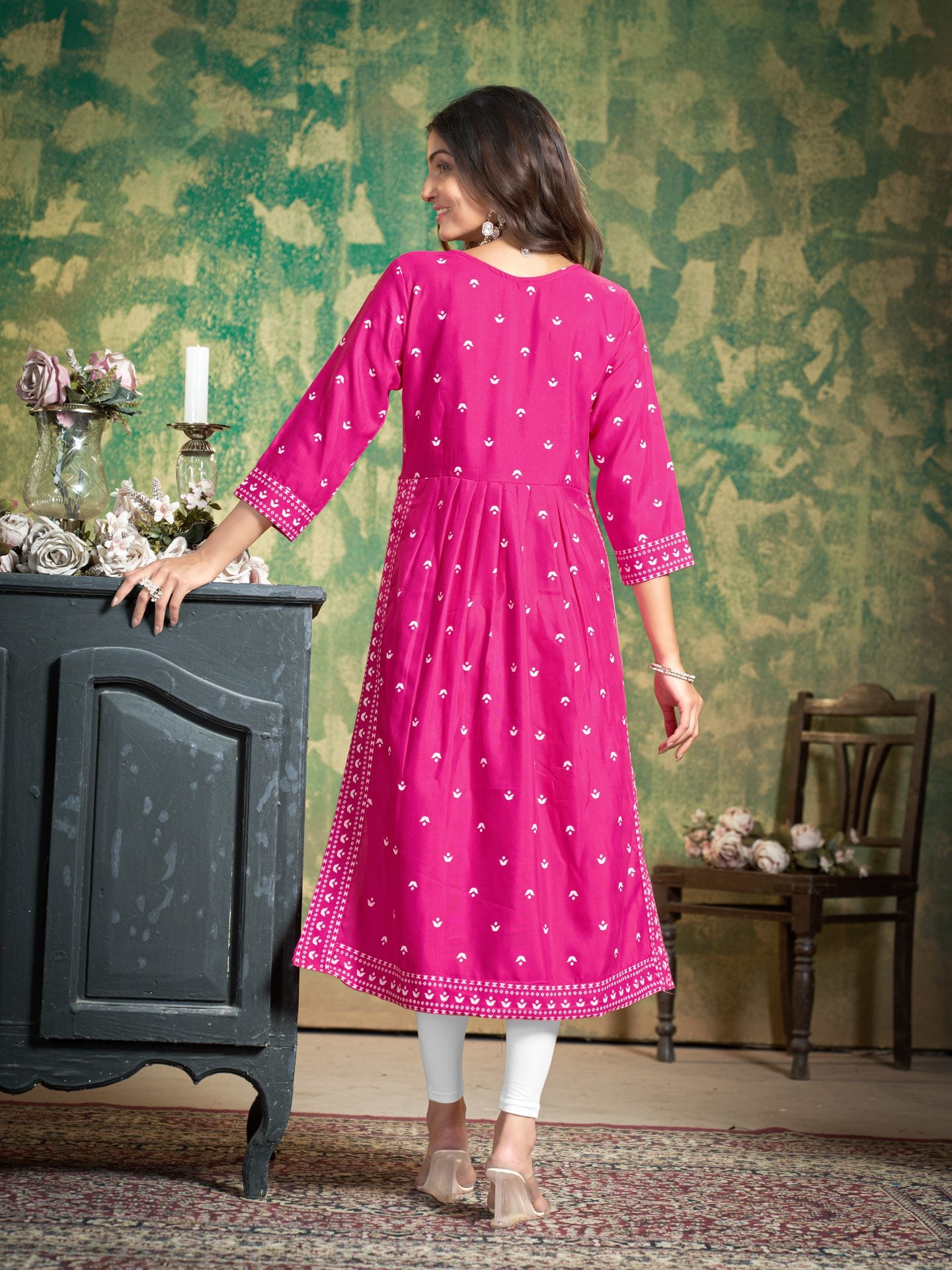 Pink Nayra Cut Kurti