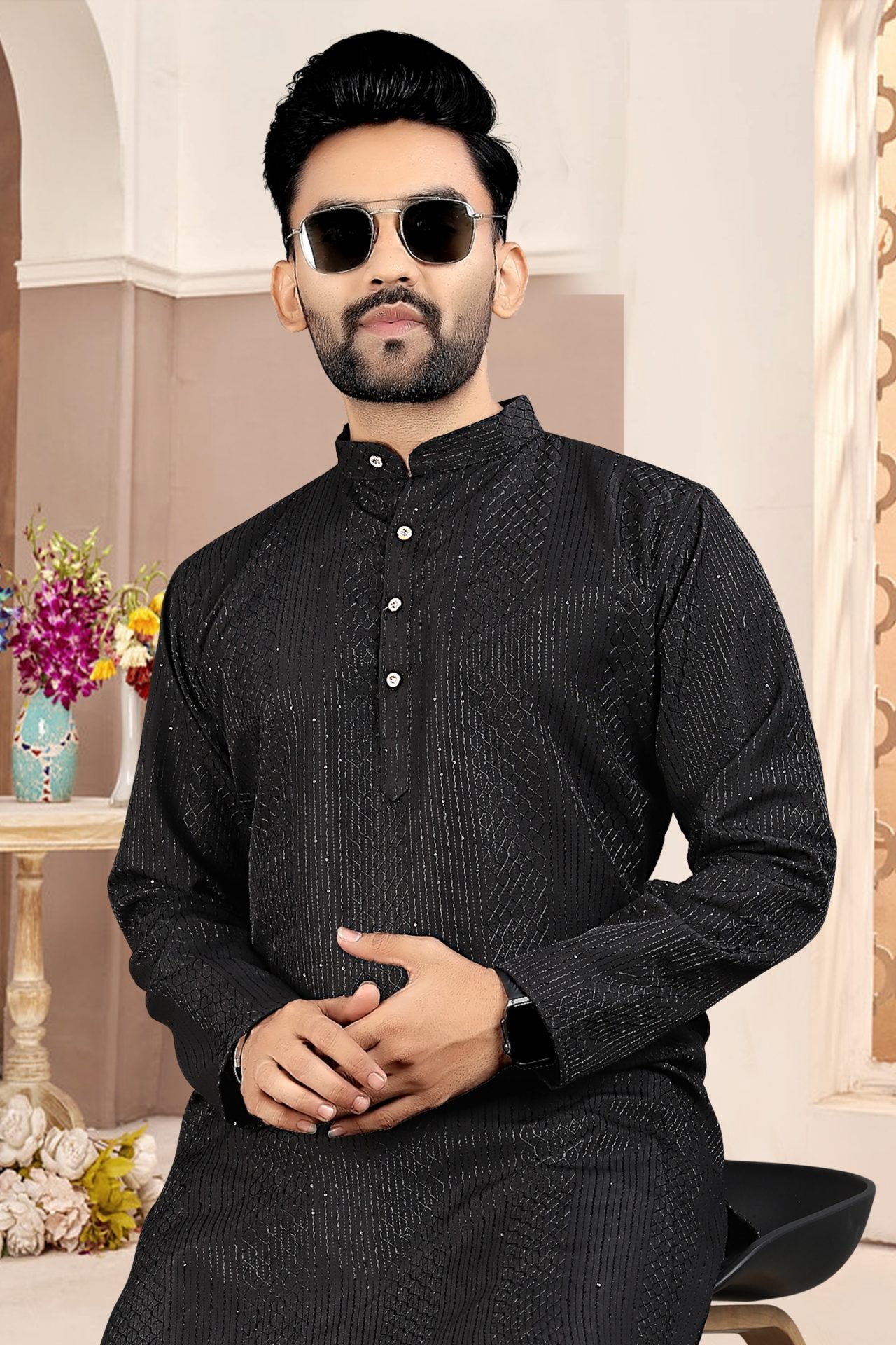 Ethnic Black Kurta Pajama Men