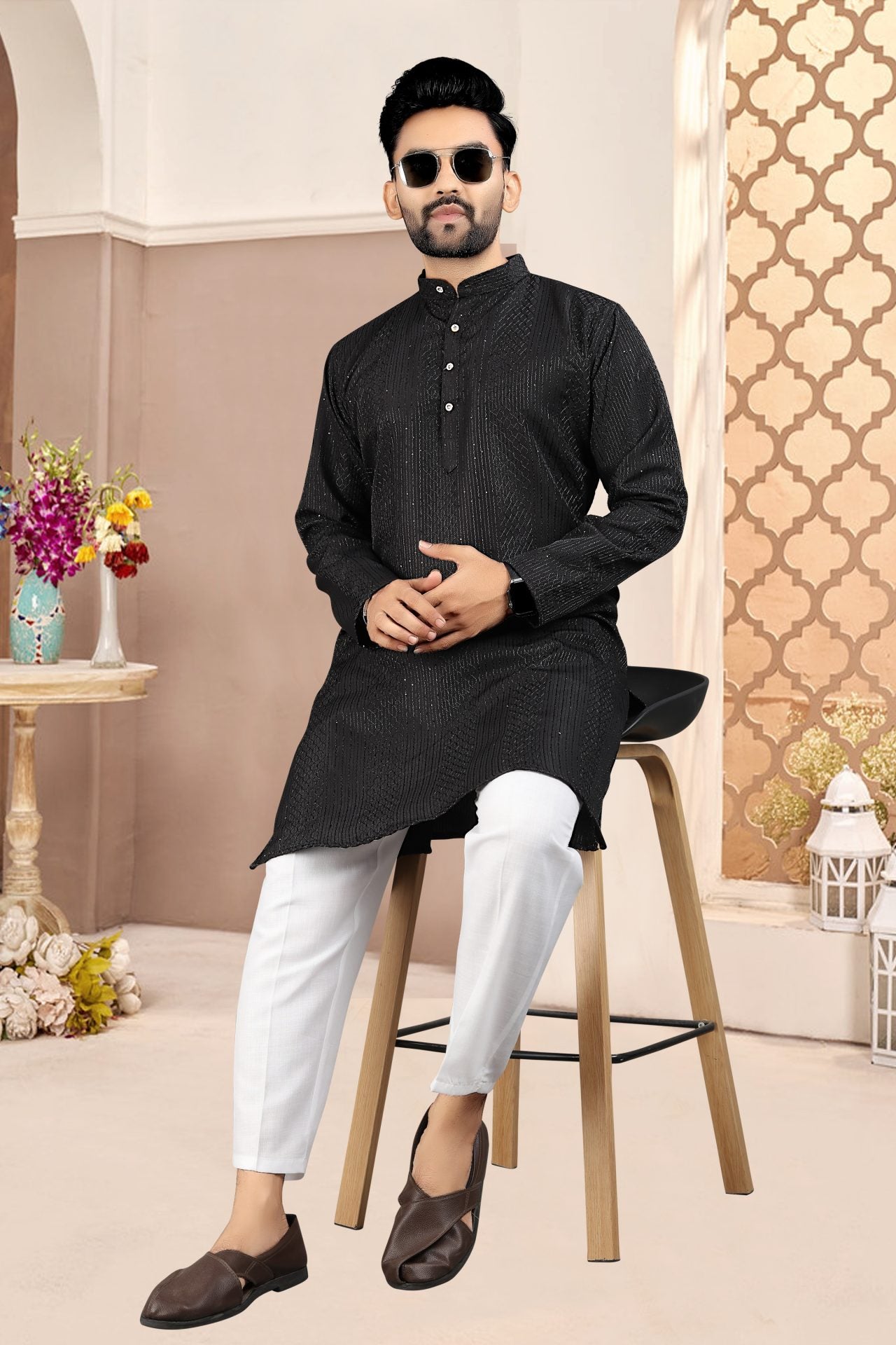 Ethnic Black Kurta Pajama Men