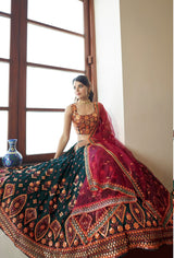 Green Party Wear Lehenga Choli