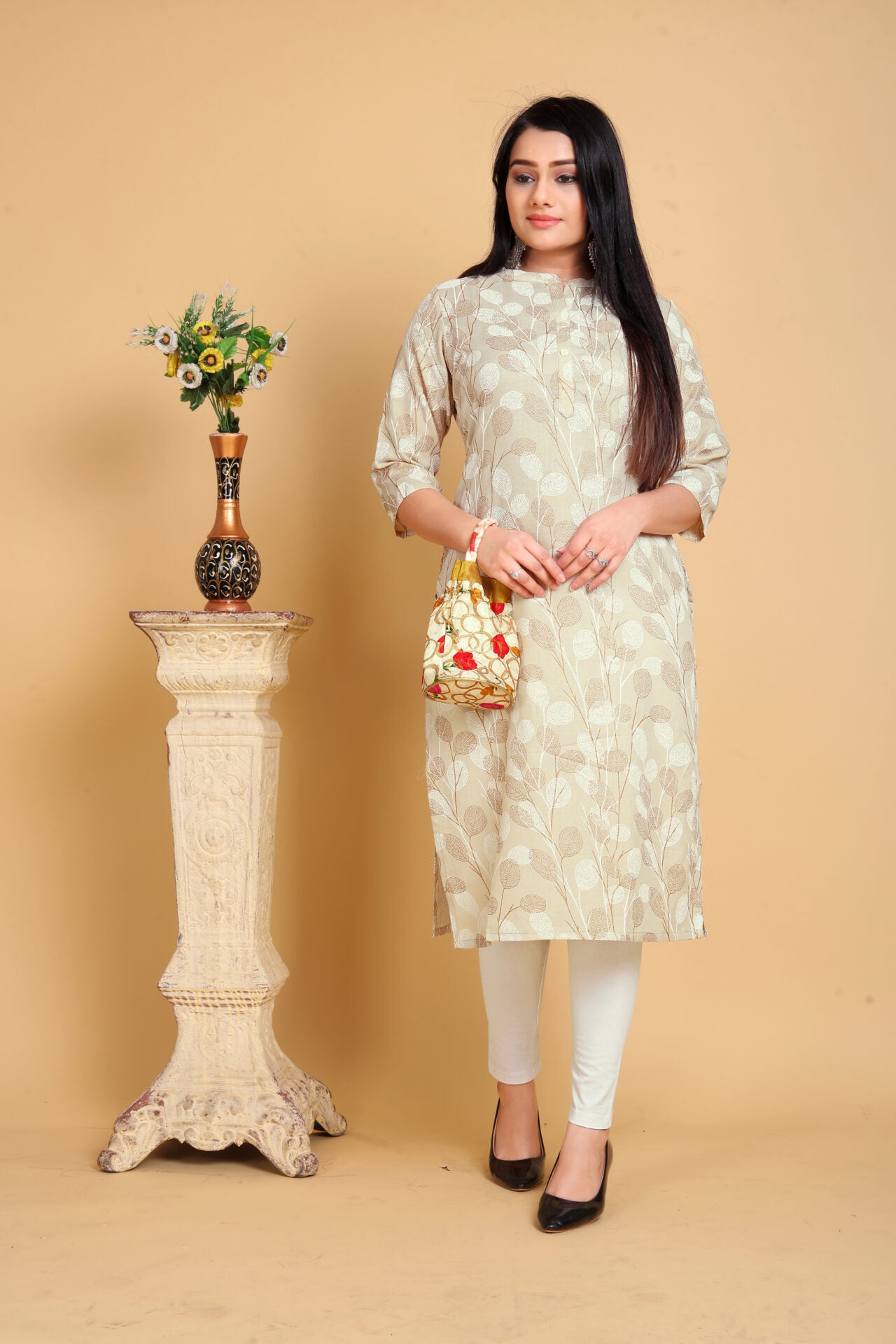 Floral Print Straight Cotton Kurta