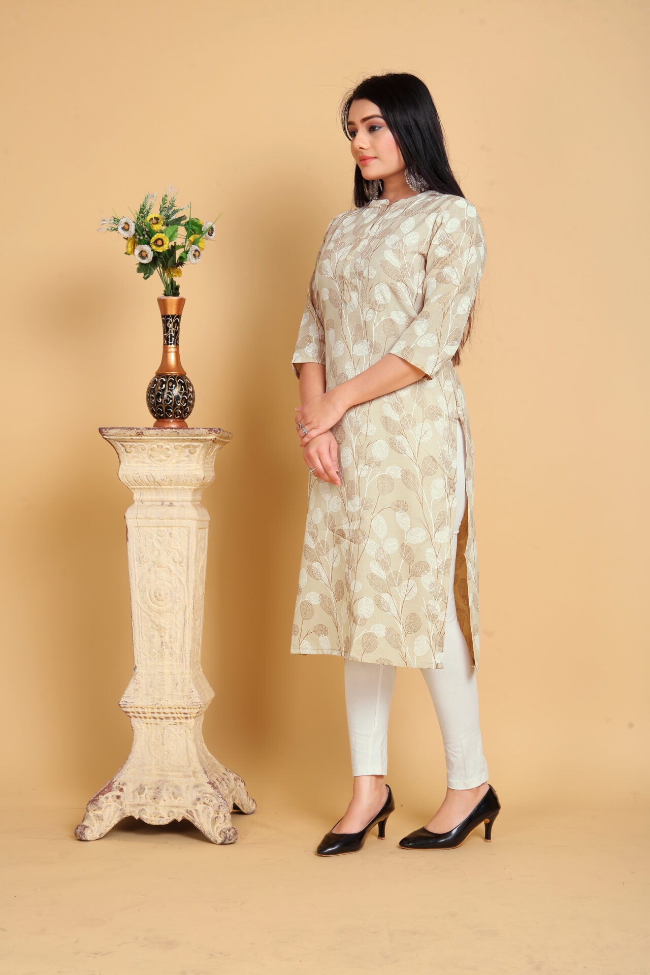Floral Print Straight Cotton Kurta
