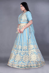 Blue Embroidered Lehenga Choli