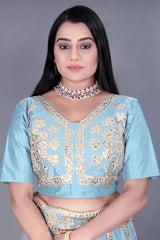 Blue Embroidered Lehenga Choli