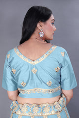 Blue Embroidered Lehenga Choli