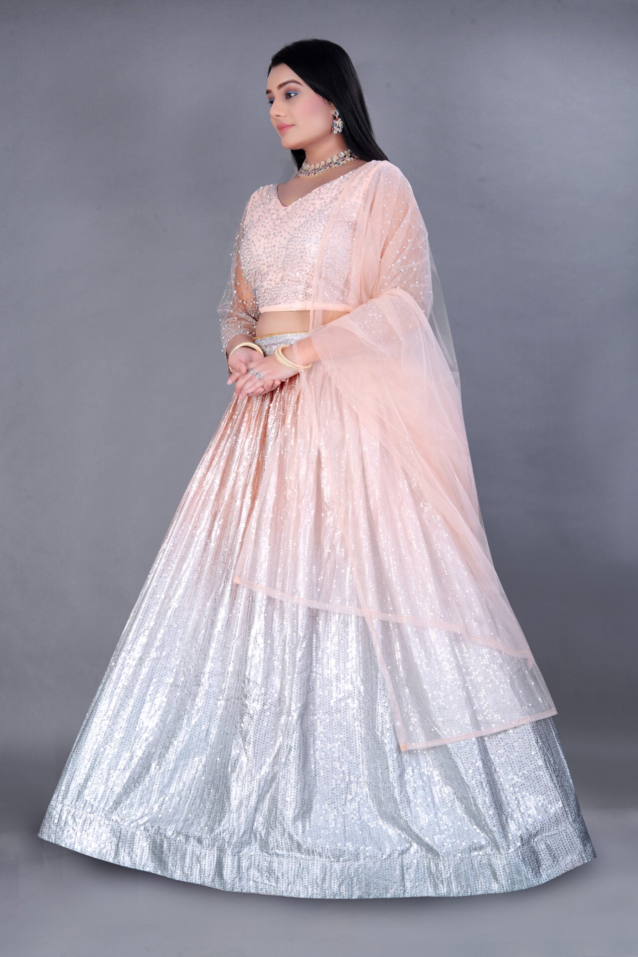 Silver Embroidered Lehenga Choli
