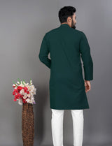 Teal Green Cotton Kurta Pajama