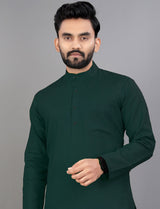 Teal Green Cotton Kurta Pajama