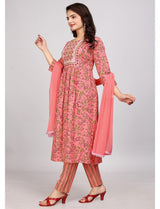 Floral Printed Cotton Kurti Set