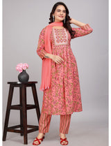 Floral Printed Cotton Kurti Set
