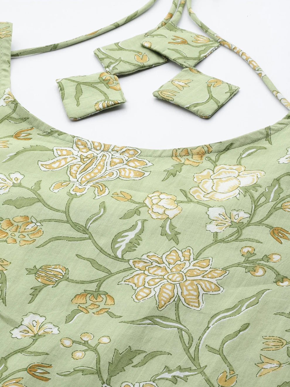 Green Floral Printed Anarkali Set