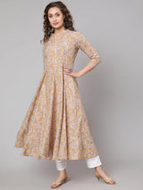 Floral Printed Mandarin AnarkaliKurta