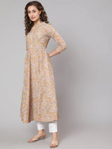 Floral Printed Mandarin AnarkaliKurta