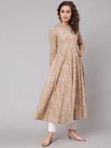 Floral Printed Mandarin AnarkaliKurta