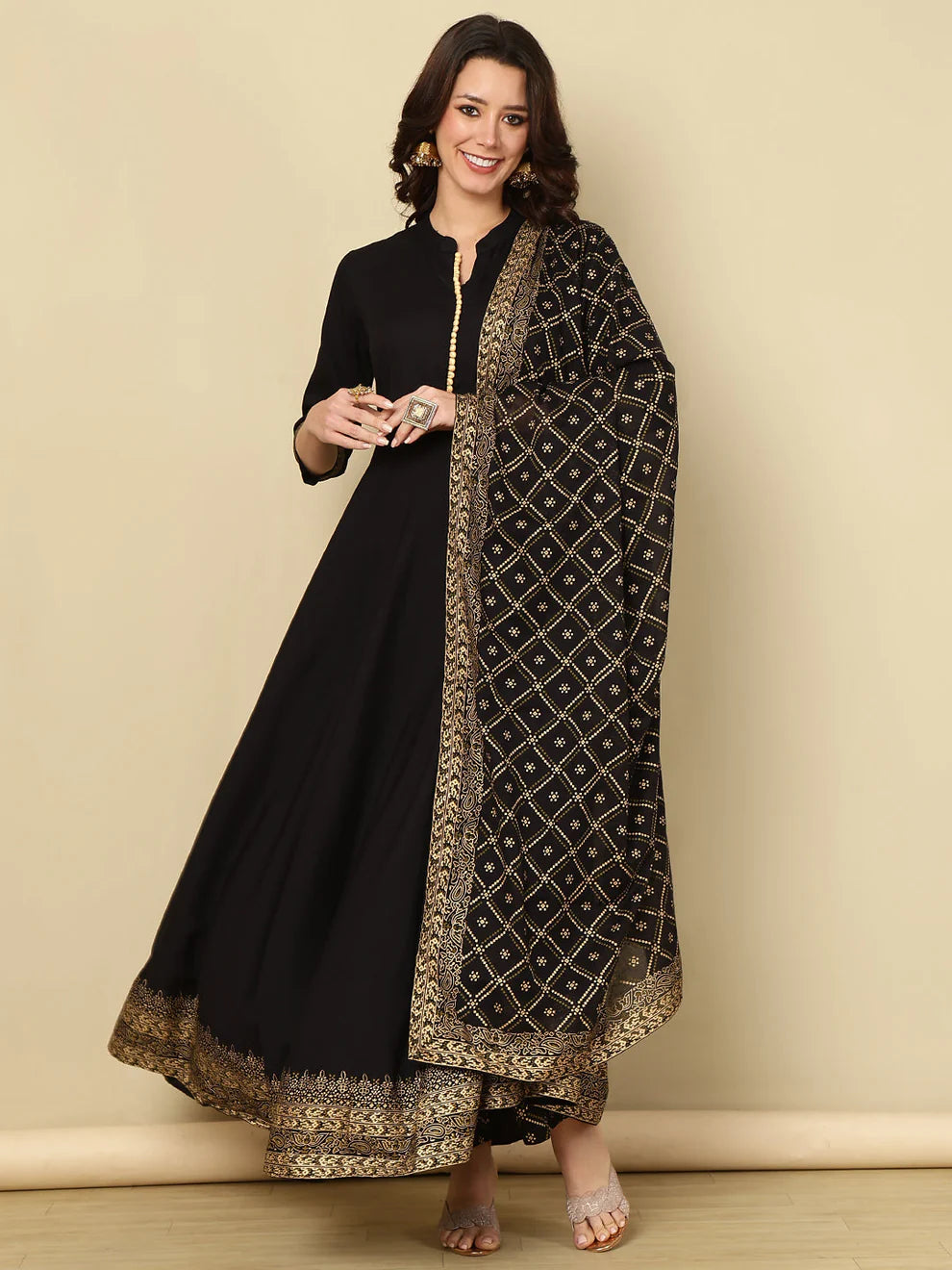 Black Anarkali Kurti Set