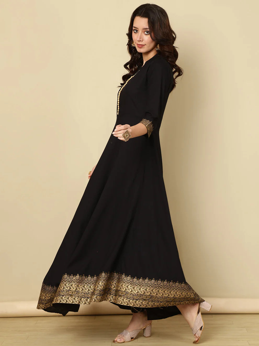 Black Anarkali Kurti Set