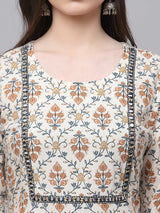 White Printed Rayon Kurta Women