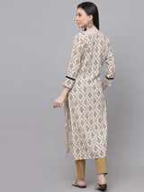 White Printed Rayon Kurta Women