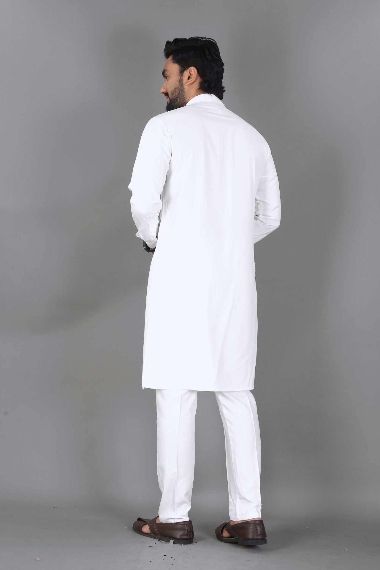 Ban collar white kurta pajama