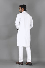 Ban collar white kurta pajama