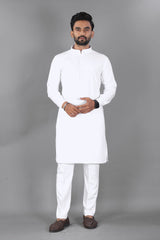 Ban collar white kurta pajama