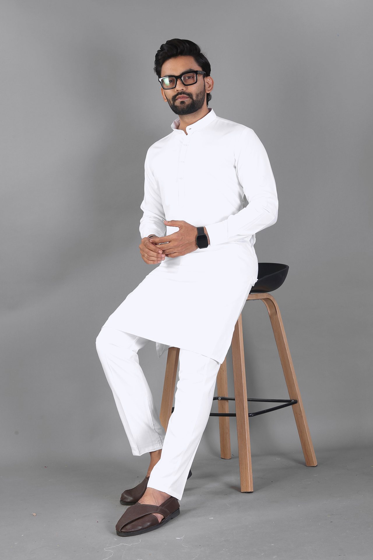 Ban collar white kurta pajama