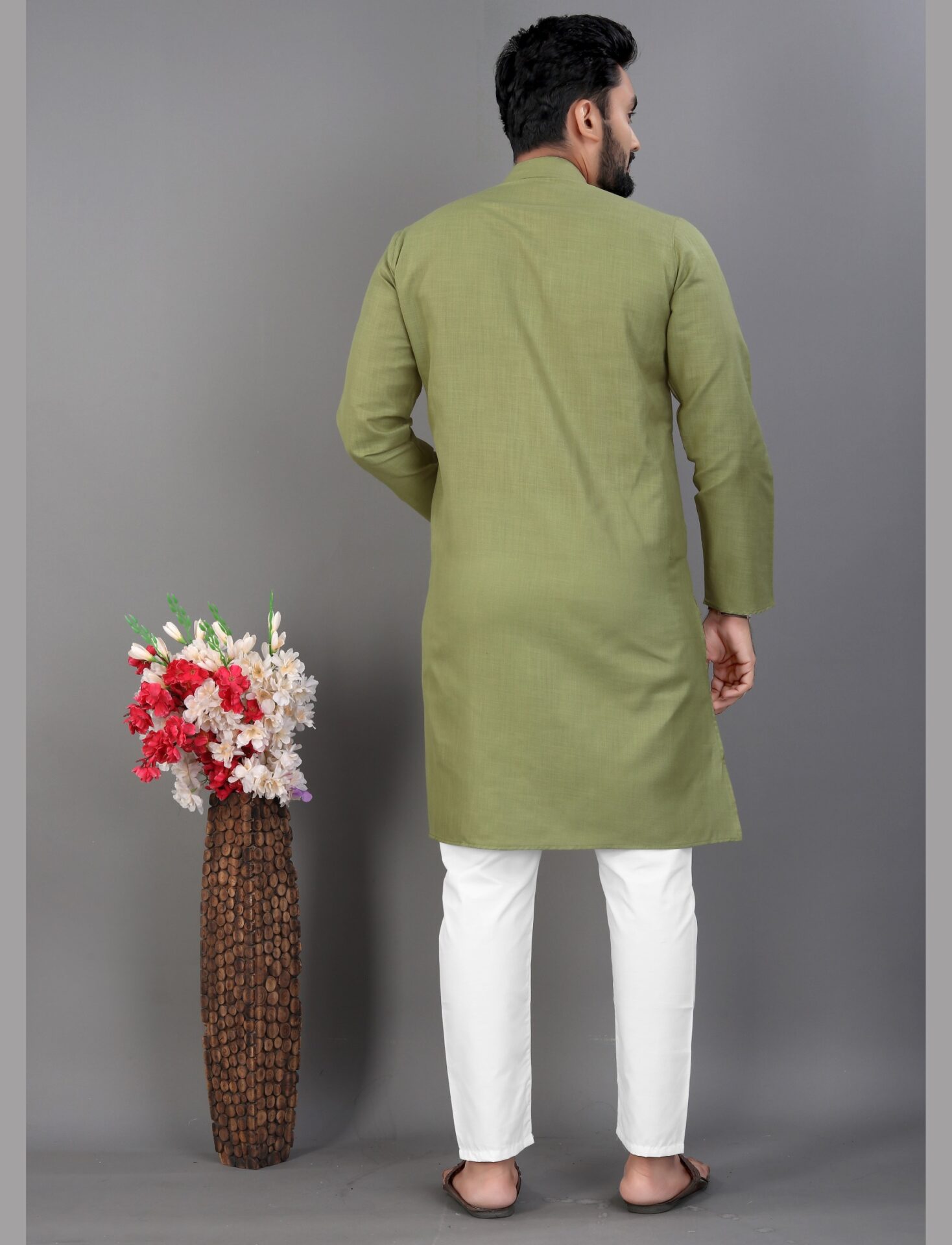 Cotton Light Green Kurta Pajama