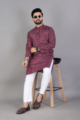 Purple Bandhani Printed Kurta Pajama