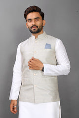 Light Grey Jacqurd Nehru Jacket