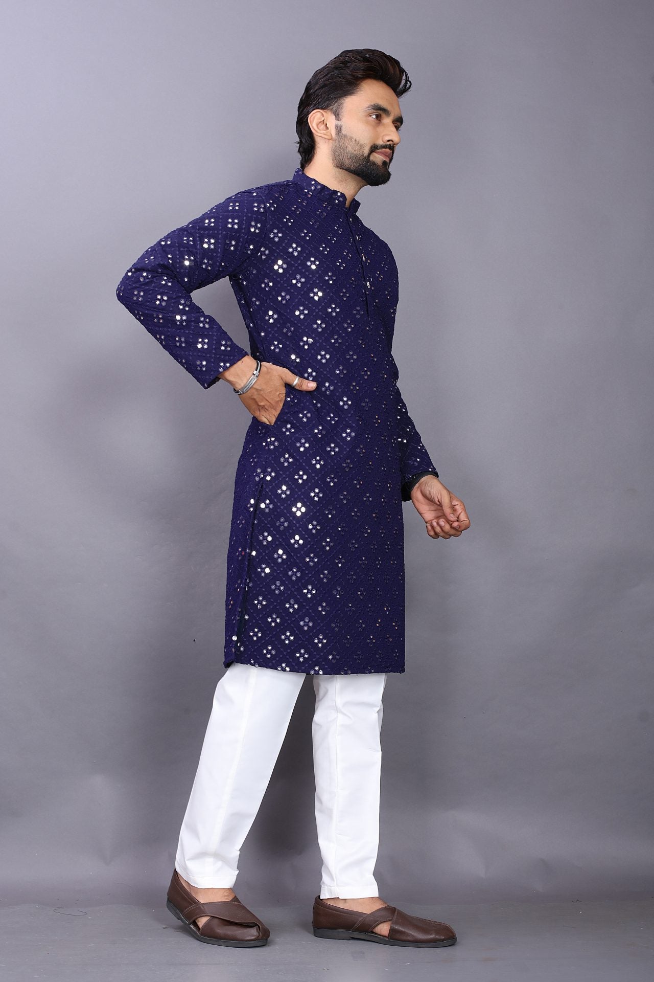 Blue Mirror Kurta Pajama
