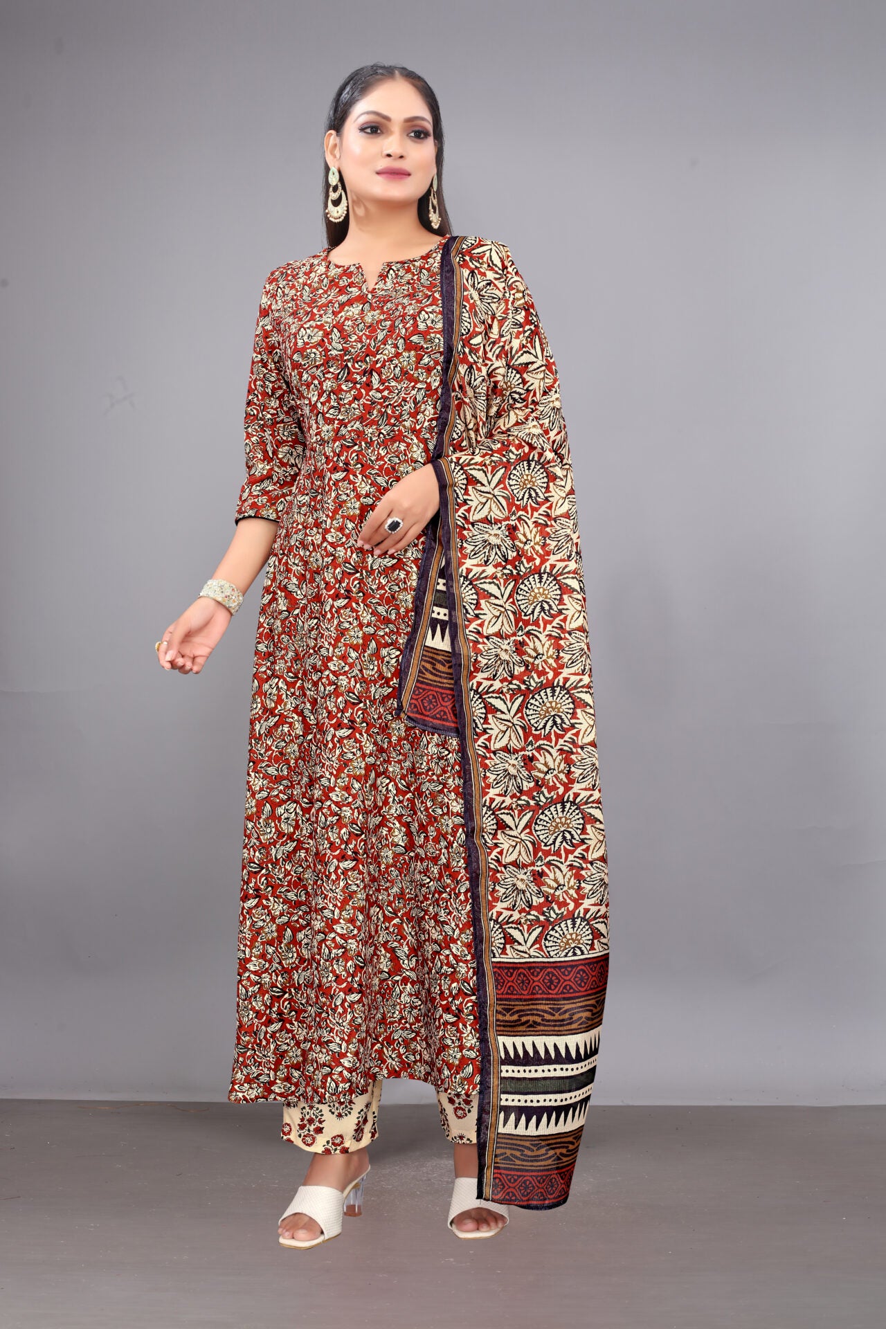 Rayon Printed Anarkali Suit Women