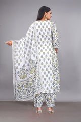 White Rayon Printed Suit Women