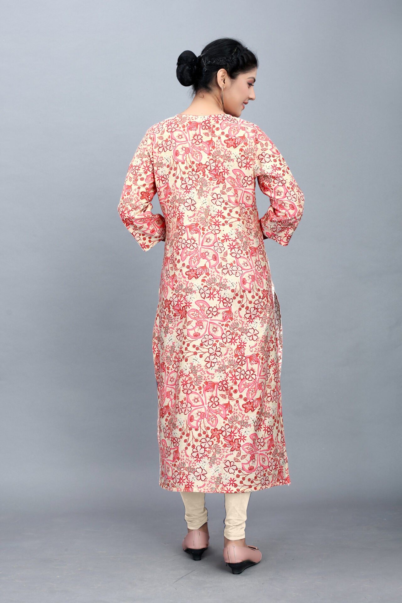 Floral Print Crepe Straight Kurta