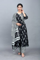 Floral Printed Regular Kurta with Trousers With Dupatta