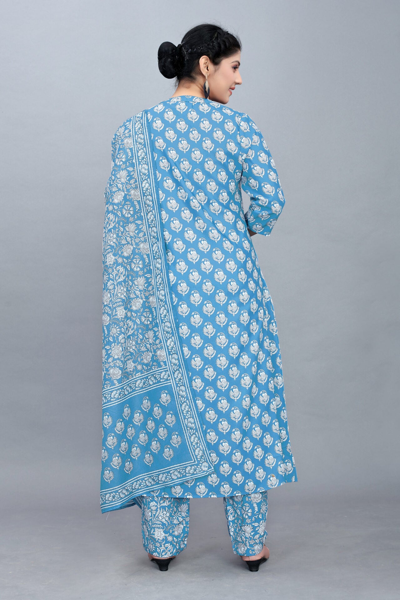 Printed Kurta Pant with Golden Patta Dupatta Set