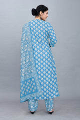 Printed Kurta Pant with Golden Patta Dupatta Set