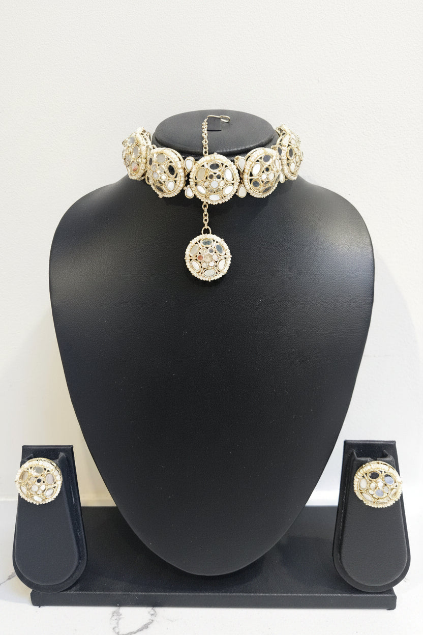 Choker Mirror Necklace Set