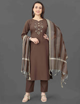 Brown Cotton Suit Ethnic Wear