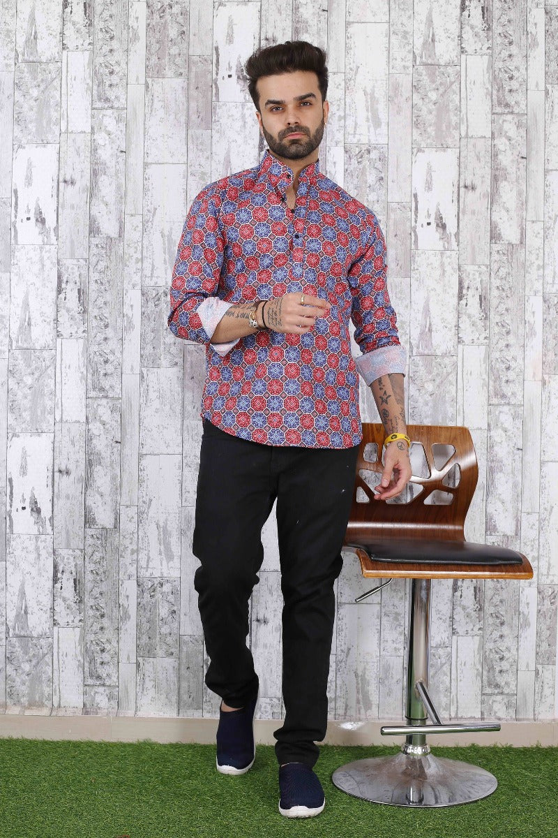 Multi-colour Short Kurta Men