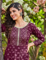 Purple Anarkali Kurti Women