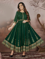 Green anarkali kurti for women