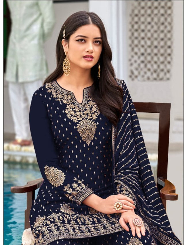 Blue Georgette Indian Sharara Suit