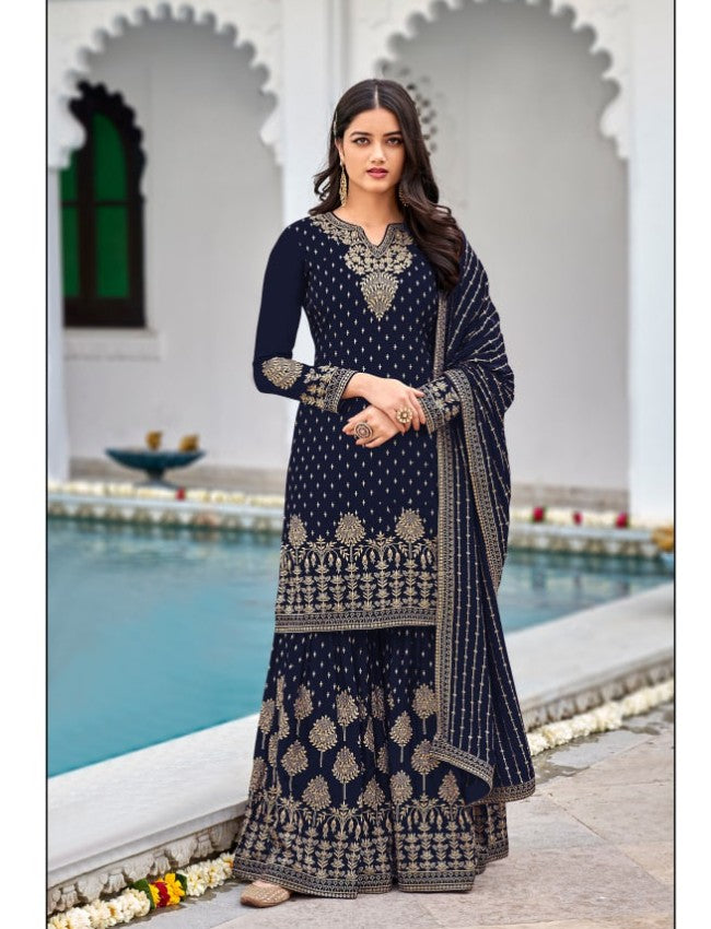 blue indian sharara suit for women