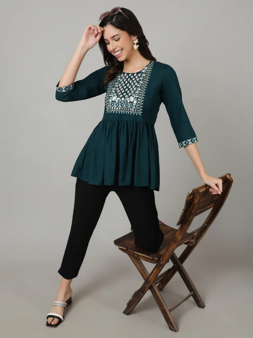 Embroidered Pure Cotton Top