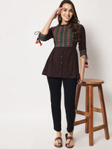 Black Flared Short Top 2