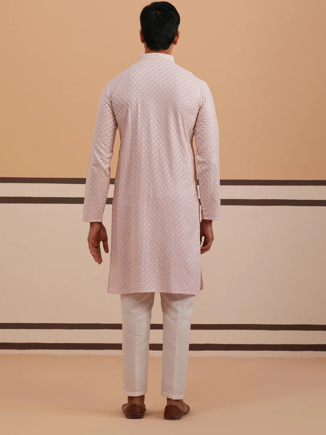 Purple Rayon Embroidered Kurta Pyjama