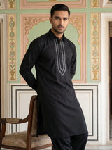 Premium Embroidery Pathani Kurta Set Black